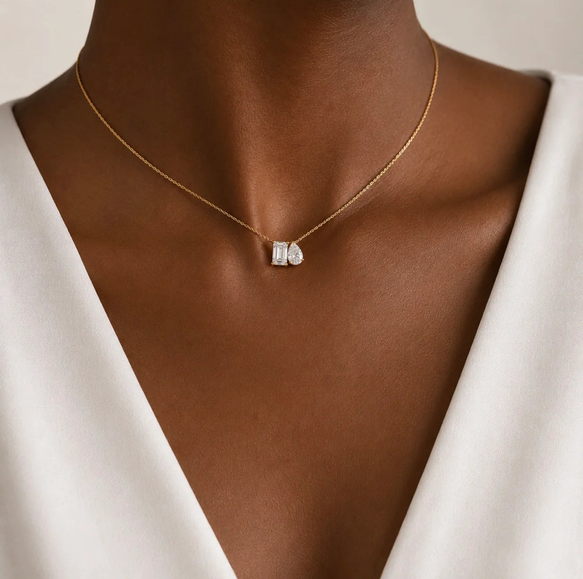Toi et Moi Pear Necklace